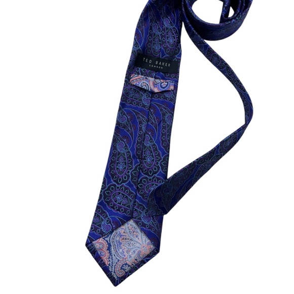 TED BAKER Blue/Purple Paisley Silk DESIGNER Tie - Picture 2 of 5